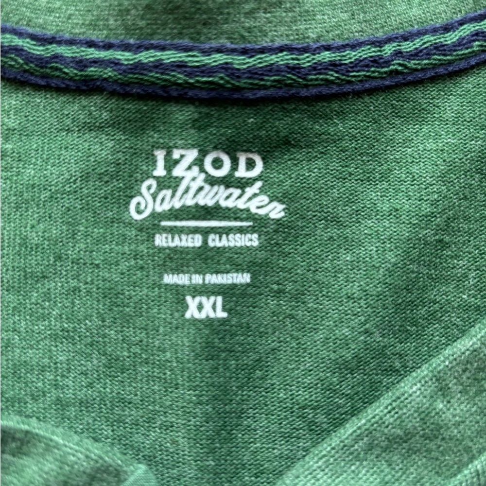 Nwt Mens Izod Saltwater Relaxed Classics Long Sleeve Green Henley Shirt Size XXL - Picture 6 of 6